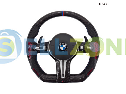 Κομμένο τιμόνι με κόκκινο και μαύρο carbon για BMW σειρά F 1 3 4 X1 X3 X4 X5 X6 M sport – 0247